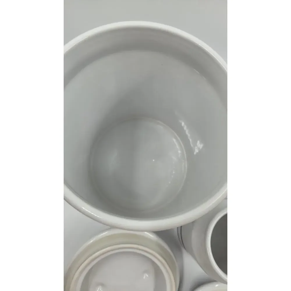 Martha Stewart Farmhouse White w/ Blue Stripe Ceramic Canister Set